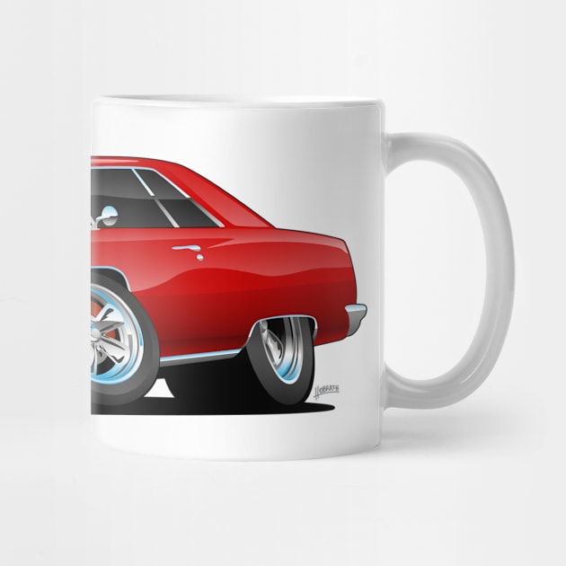 Red Hot Classic Muscle Car Coupe Cartoon by hobrath